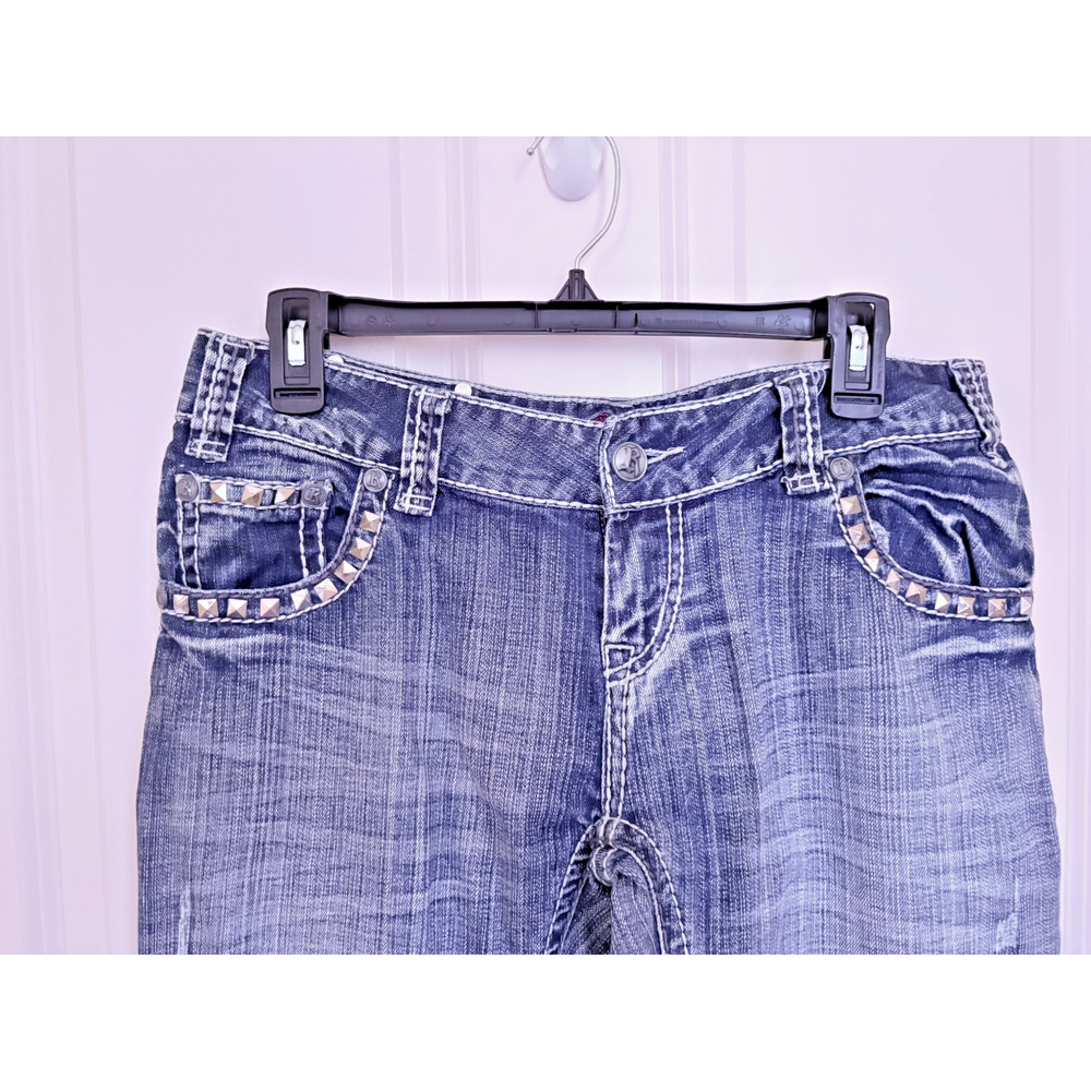Rock & Roll Cowgirl Riding Jeans Womens 31x34 Blue Low Rise Bootcut - Picture 4 of 6